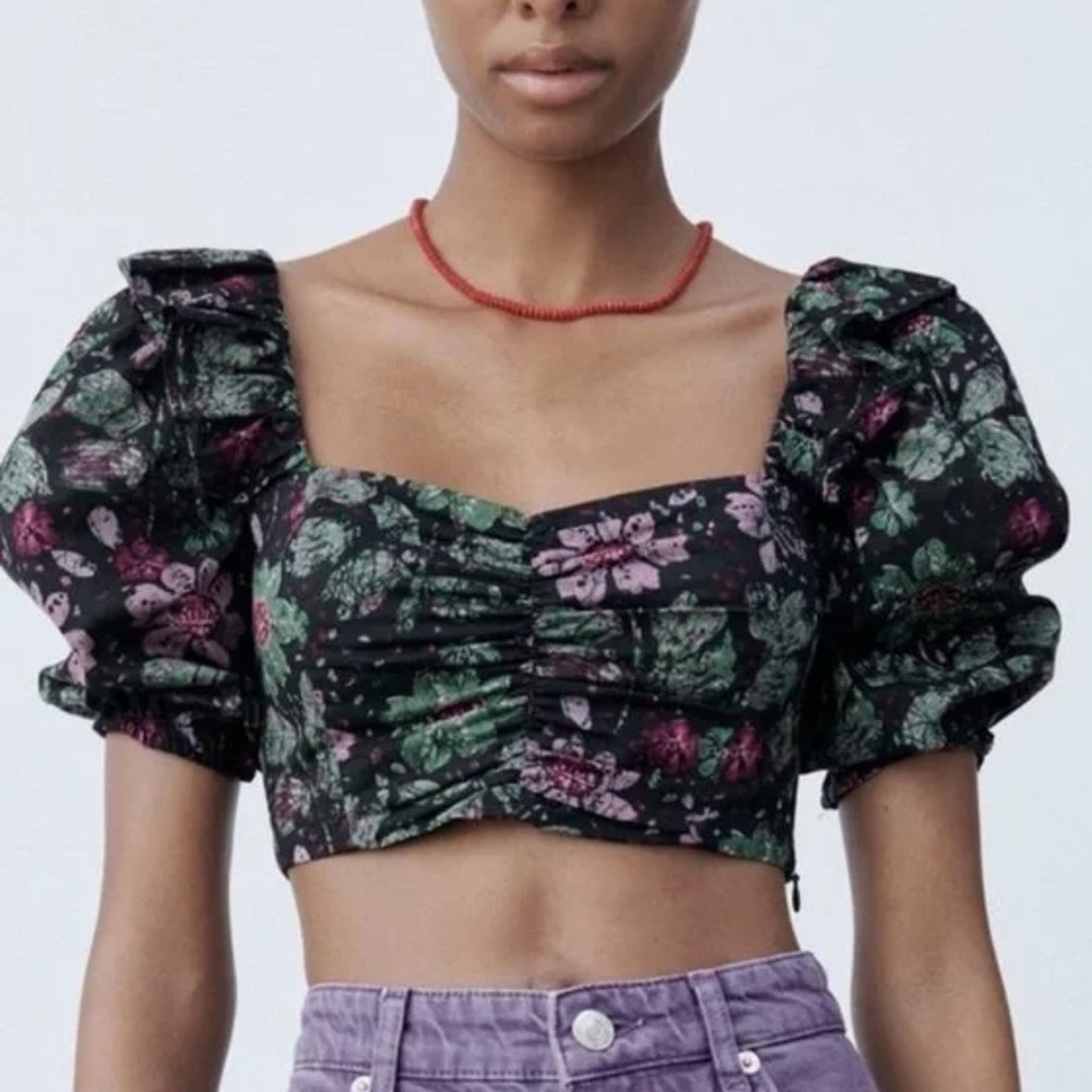 Zara Floral Cropped Top
